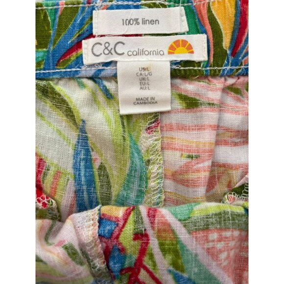 C&C California Womens 100%‎ Linen Tropical Print Shorts - Picture 4 of 4
